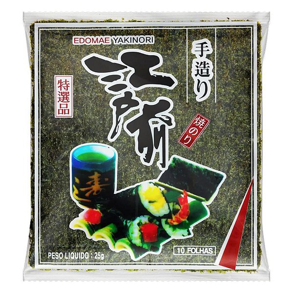 Alga Marinha Nori Para Sushi E Temaki Com 10 Folhas Edomae - 23 Gramas