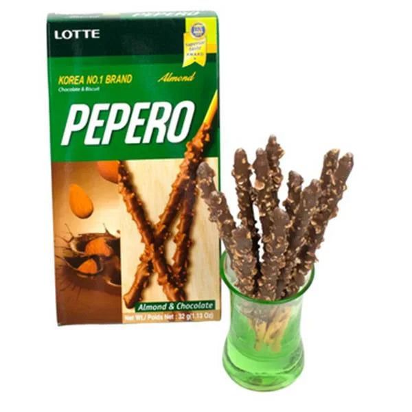Biscoito Coreano Pepero Palito Chocolate & Amêndoa Almond 32G