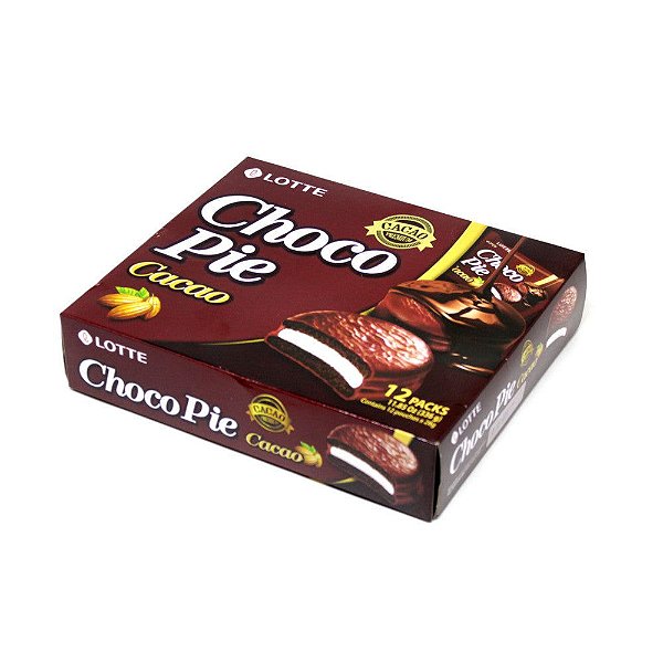 Caixa 12un Choco Pie Bolinho De Chocolate Premium Cacau Lotte 336g