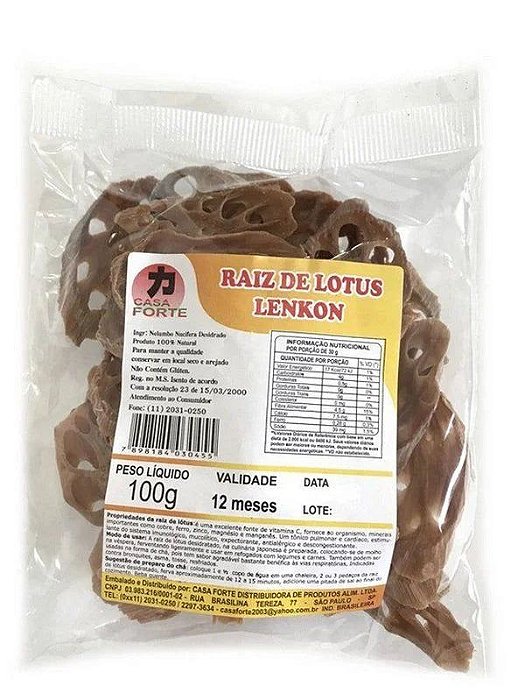Raiz De Lotus Desidratada Lenkon Casa Forte - 100G