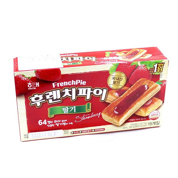 Biscoito Coreano FrenchPie Folhado de Morango Haitai 192G