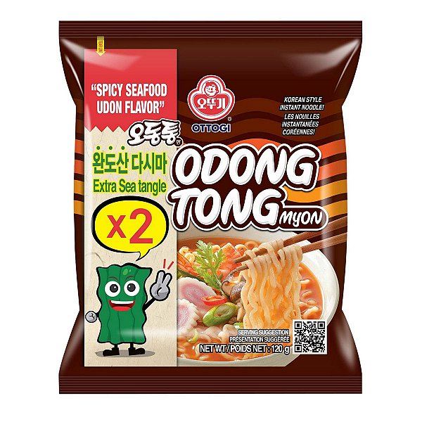 Odongtong Myon - Macarrão Instantâneo Udon de Frutos do Mar Picante - 120g