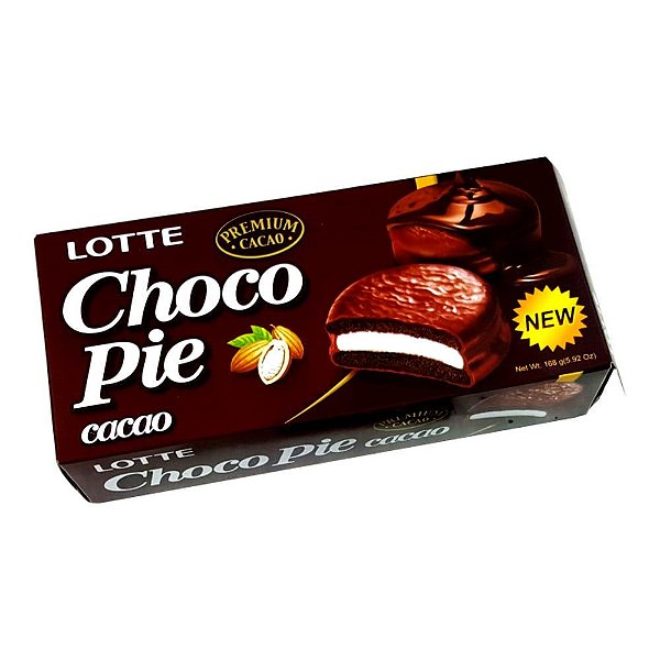 Kit Alfajor Coreano 6un Choco Pie Bolinho de Chocolate Premium Cacau Lotte