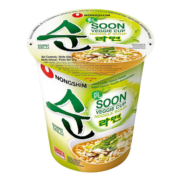 Lamen Coreano Vegano Suave Noongshim Soon Cup 75g