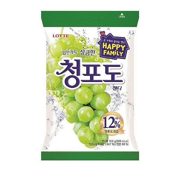 Bala Coreana Sabor Uva Verde Lotte- 153g