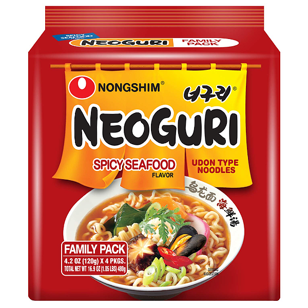 Kit 4 Lamens Neoguri Udon Sabor Frutos do Mar Picante 120g