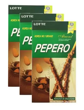 Kit 3 Peperos Coreano- Chocolate & Amêndoa Almond 32G