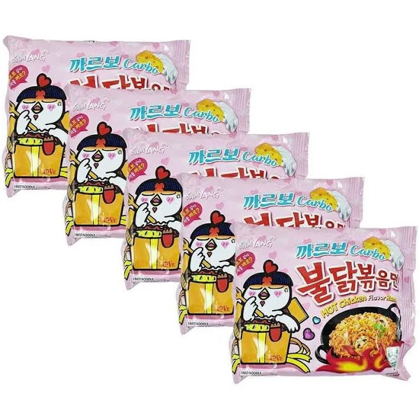 Kit 5 Lamens Coreano Hot Chicken Carbonara Buldak- 130g