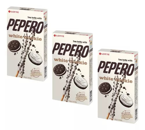 Kit 3 Peperos Coreano White Chocolate & Cookie -Lotte 32g