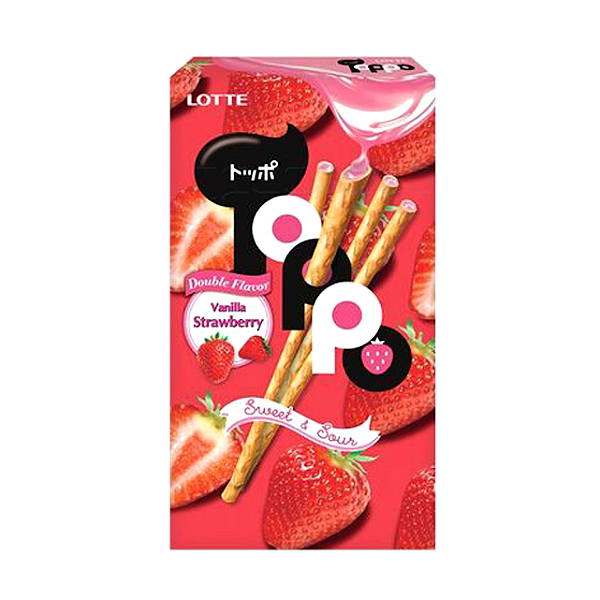 Toppo Biscoito Pretzel - Sabor Baunilha com Recheio de Morango 40g – Lotte