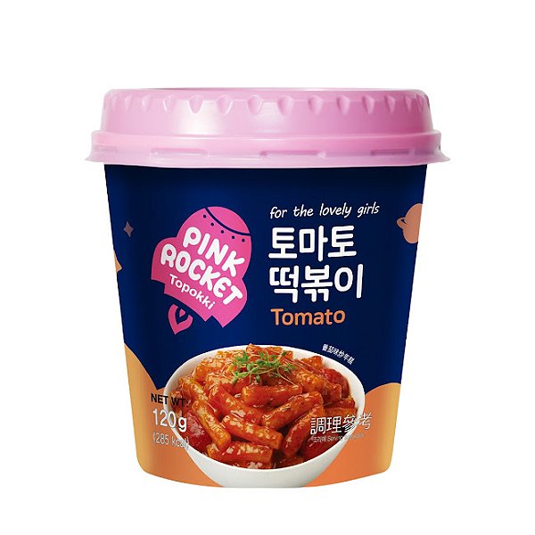 Topokki Bolinho de Arroz Coreano Instantâneo sabor Tomate Pink Rocket Copo - 120g