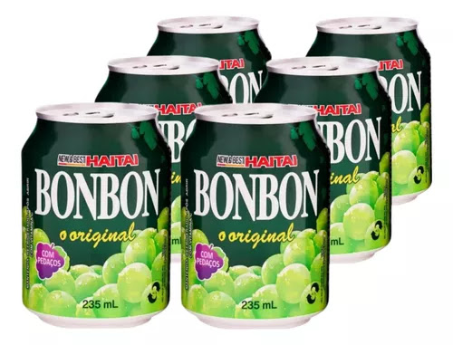Kit 6 Latas de Suco de Uva Verde Coreano Bon Bon 235ml
