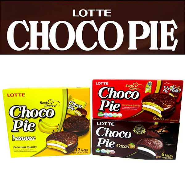 Kit Choco Pie Lotte – 3 Sabores | Bolinho de Chocolate com Marshmallow Importado da Coreia