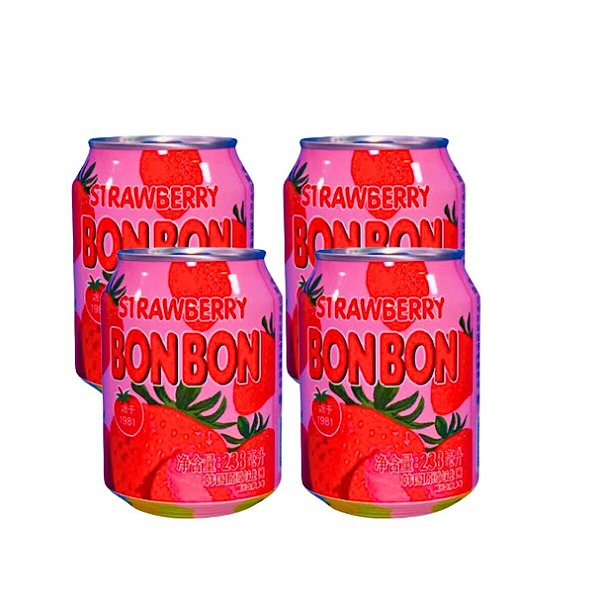 Kit 4 Sucos de Morango Com Pedaços Da Fruta Bon Bon Haitai 238Ml