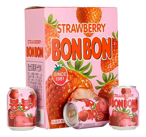 Caixa com 12 Sucos de Morango Com Pedaços Da Fruta- Bon Bon Haitai- 238Ml
