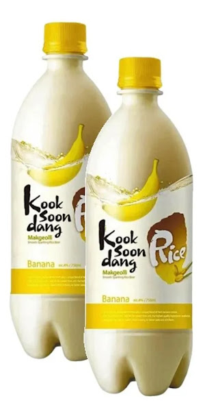 Kit 2 Bebidas Alcoólica de Arroz Coreana Makgeolli – Sabor Banana – 750 mL