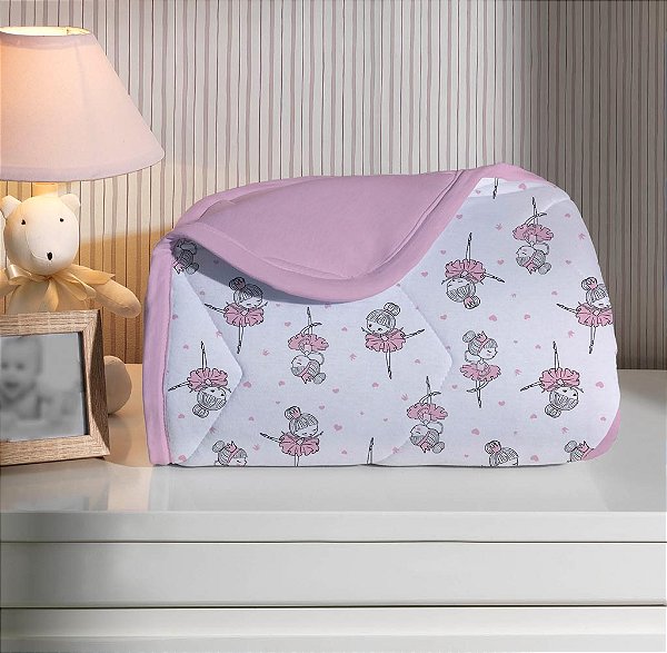 Edredom Berço Malha 100% Algodão Dupla Face - Bailarina