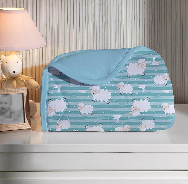 Edredom Berço Malha 100% Algodão Dupla Face - Ovelha