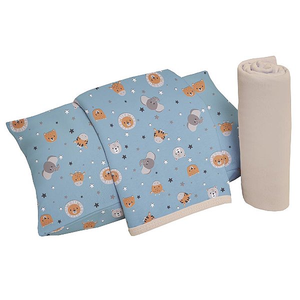 Jogo de Cama Berço 3pçs Malha 100% Algodão - Safari