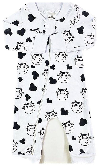 Macacão Branco Estampado Vaquinha