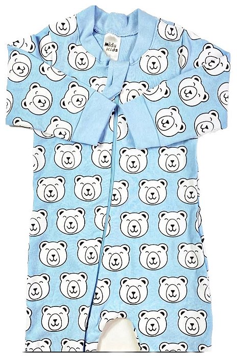 Macacão Azul Estampado Ursinho