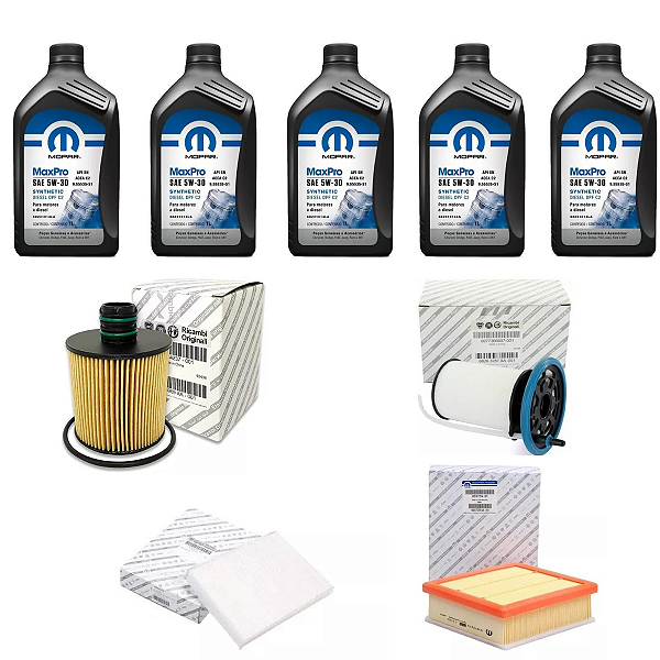 KIT REVISÃO FILTROS E ÓLEO 5W30 MOTOR 2.0 DIESEL Toro/Compass/Renegade