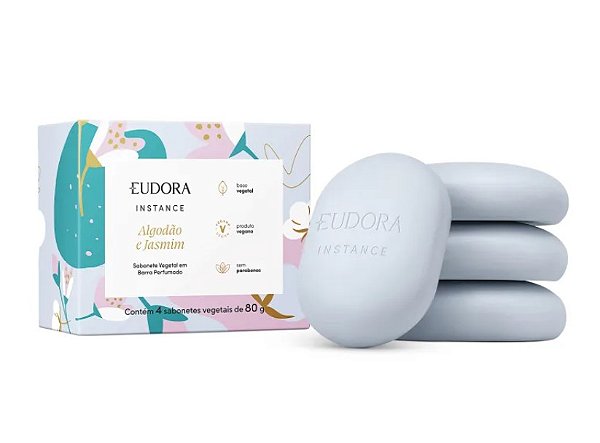 Sabonete Vegetal em Barra Perfumado Instance Algodão e Jasmim 4x80g