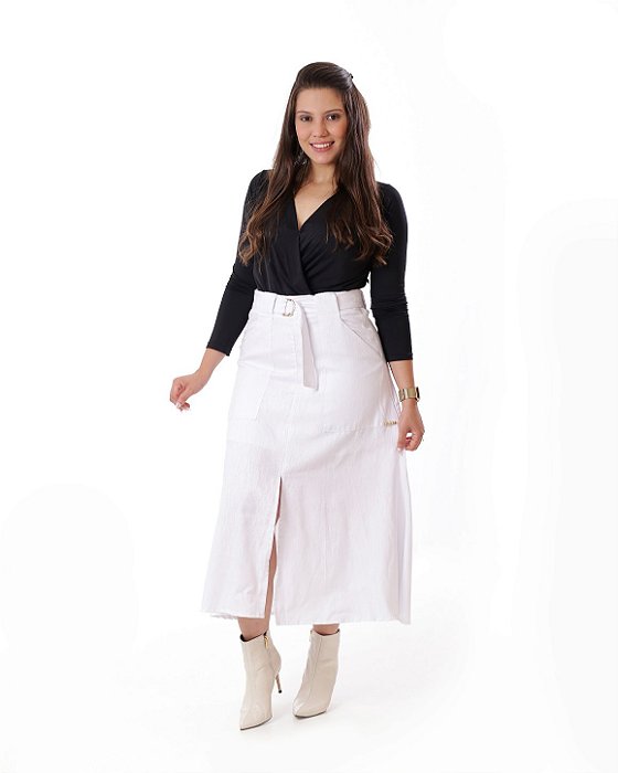 SAIA VECCHI JEANS MODA EVANGÉLICA EXCLUSIVA (250112) SAIA MIDI 85CM
