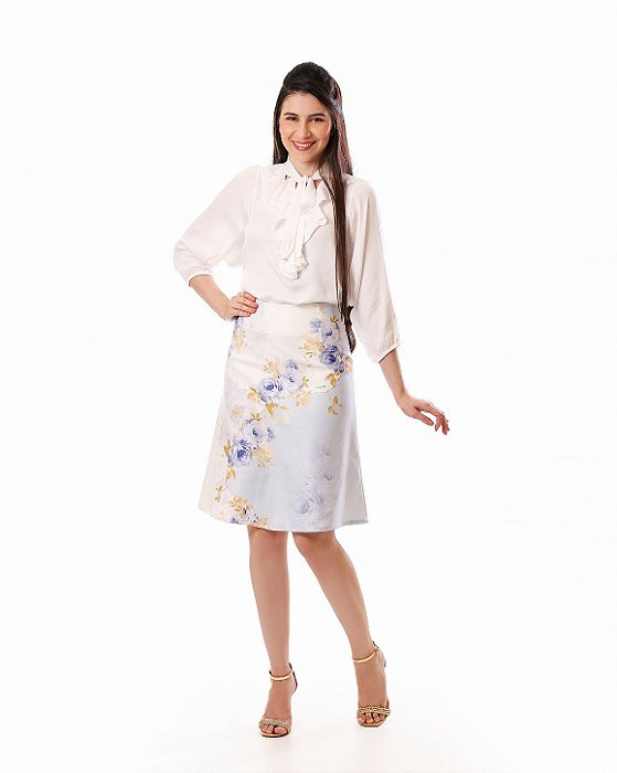 SAIA VECCHI JEANS MODA EVANGÉLICA EXCLUSIVA (250180) SAIA ESTAMPADA 60CM