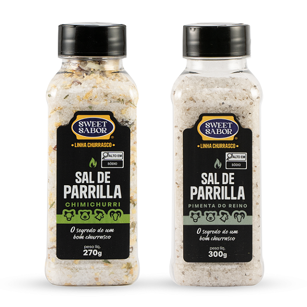 Kit Duplo Sal Parrilla Pimenta do Reino 300g + Sal Parrilla Chimichurri 270g