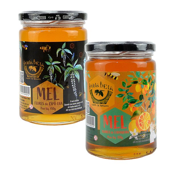 Kit mel de laranjeira 450g + mel de cipó-uva 450g