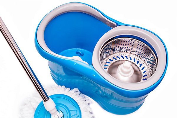 Mop Esfregão Giratório de Limpeza Inox com Rodinha e Refil