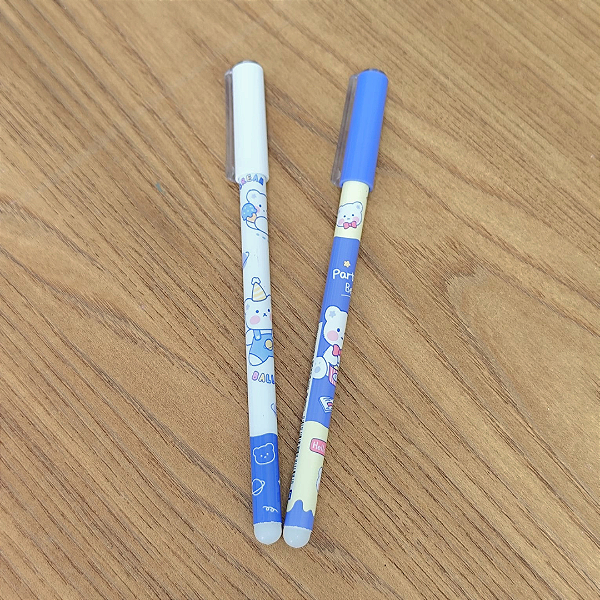 Caneta Apagável - Estampada Ursinho - Azul