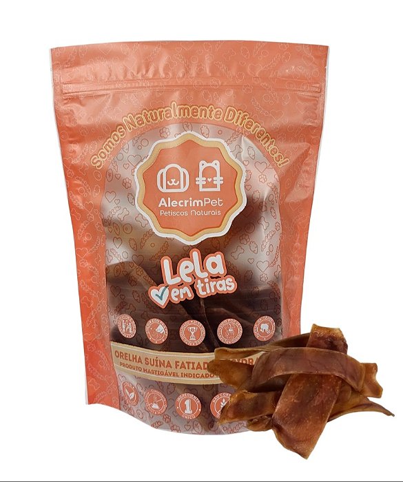 Mastigável Lela Suína em Tiras (Orelha Suína Desidratada) 120g - Alecrim Pet