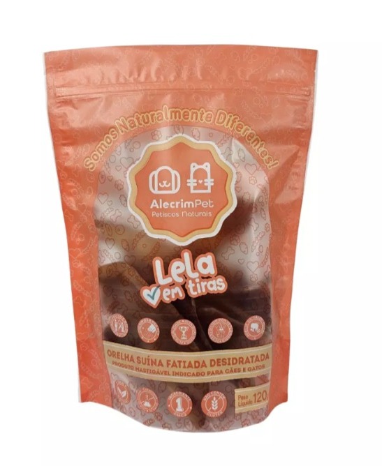Mastigável Lela Suína em Tiras (Orelha Suína Desidratada) 120g - Alecrim Pet