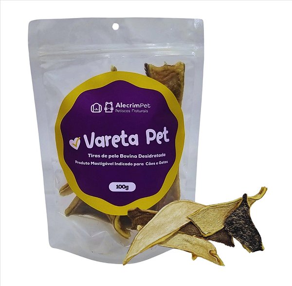 Mastigável Vareta Pet Pele Bovina em tiras 100g - Alecrim Pet