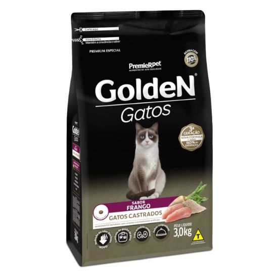 Ração Golden Gatos Adultos Castrados Frango 3kg