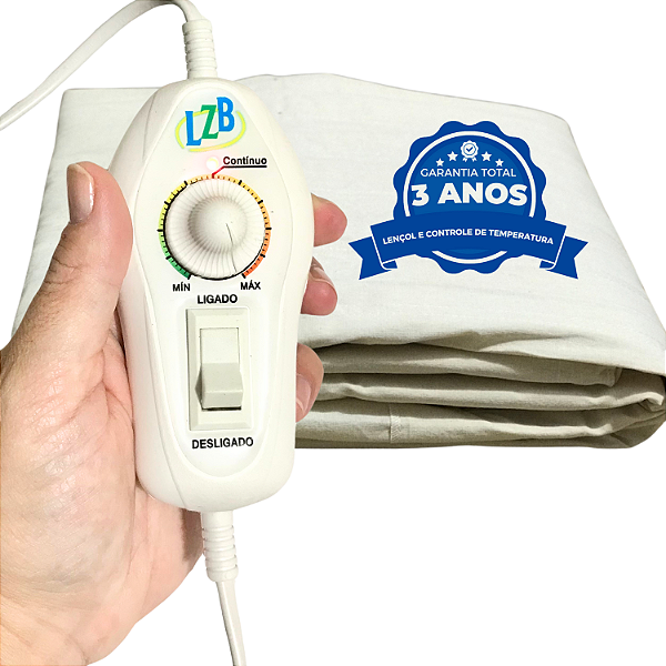 Lençol Térmico Solteiro Luxo Com Controle Potenciômetro 10 Temperaturas