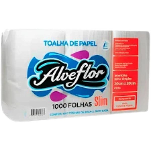 PAPEL TOALHA INTERFOLHADO 2D 20X20 1.000FLS SLIM ALVEFLOR