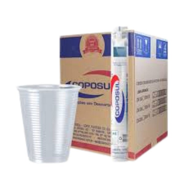 COPO PLASTICO AGUA 180ML TRANSPARENTE C/100 COPOSUL