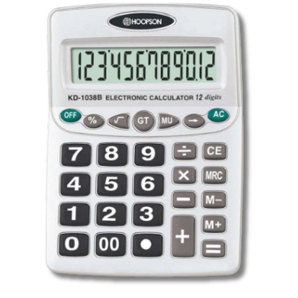 CALCULADORA 12 DIGITOS GRANDE PRATA PS-1048B HOOPSON