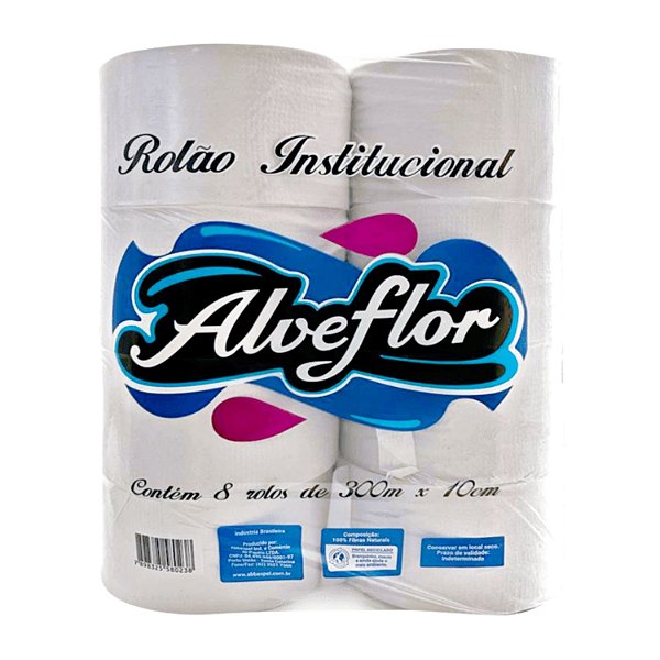 PAPEL HIGIENICO ROLAO FS 9X300M C/ 8RLS BRANCO LUXO ALVEFLOR