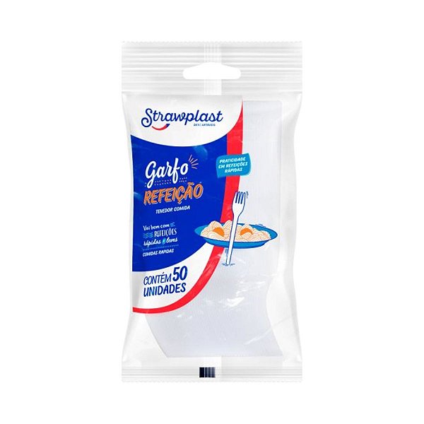 GARFO DESCARTAVEL REFEICAO BRANCO C/ 50 STRAWPLAST