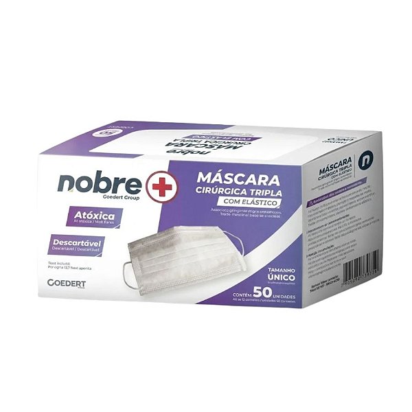 MASCARA CIRURGICA TRIPLA COM ELASTICO C/50 NOBRE