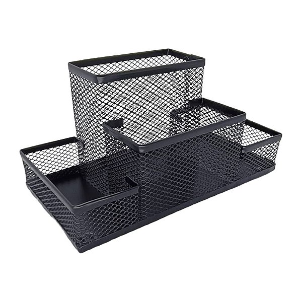 ORGANIZADOR DE MESA ARAMADO 4 COMPARTIMENTOS PRETO BRW