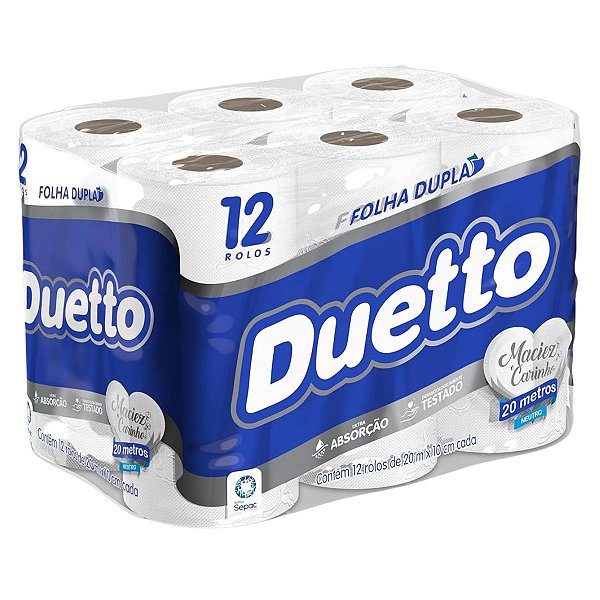 PAPEL HIGIENICO F.DUPLA 30M C/ 12RLS ULTRA ABSORCAO VELVET DUETTO