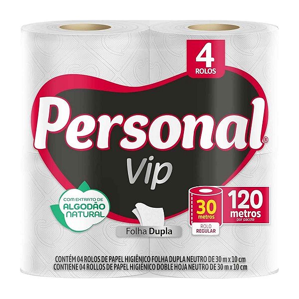 PAPEL HIGIENICO F.DUPLA 30M C/ 4RLS PERSONAL VIP
