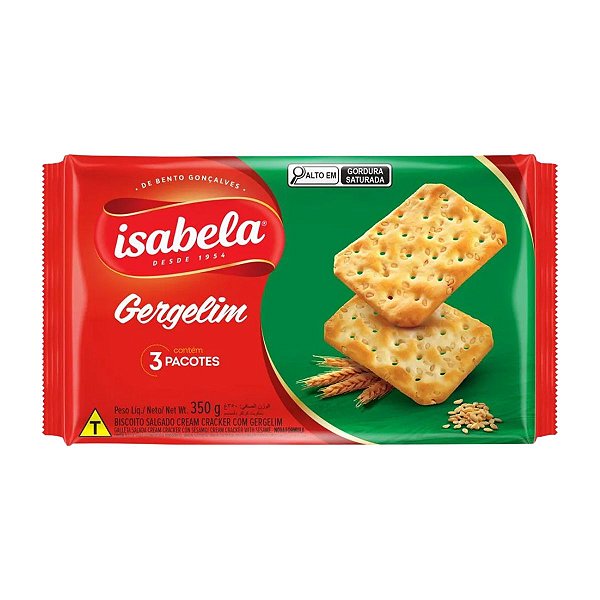 BISCOITO AGUA E SAL 350G C/ GERGELIM ISABELA