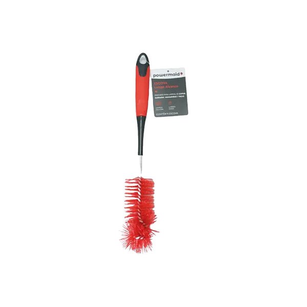 ESCOVA LONGO ALCANCE P/ GARRAFAS VERMELHA/PRETA POWERMAID