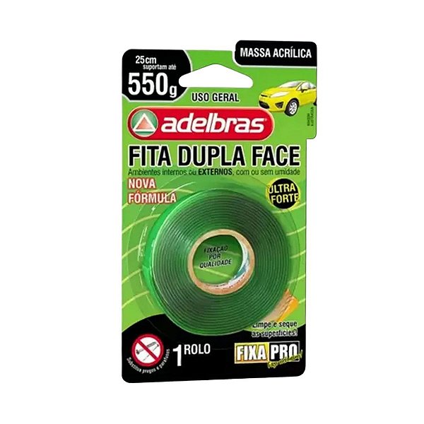 FITA DUPLA FACE ACRILICA 12MMX2M FIXA PRO ADELBRAS